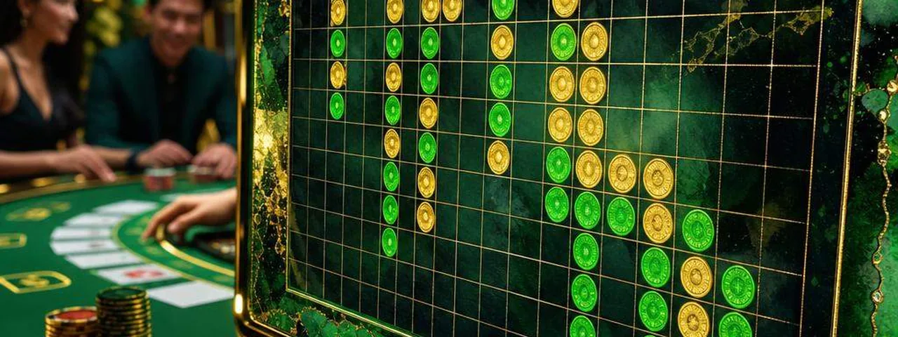 Meja baccarat dengan kartu terbuka di MegaJudi303
