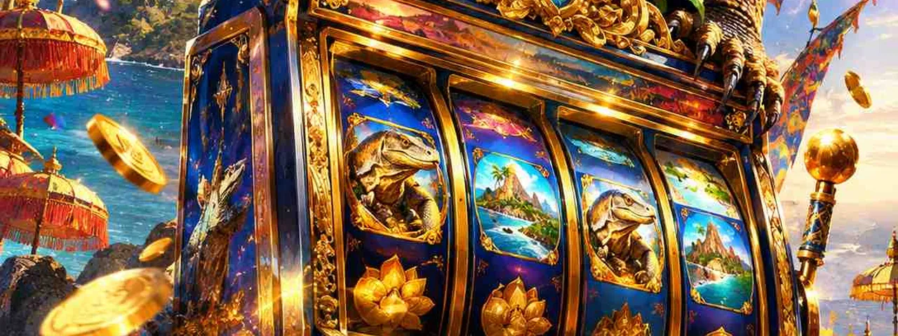 Mesin slot Naga dengan ornamen naga emas di MegaJudi303